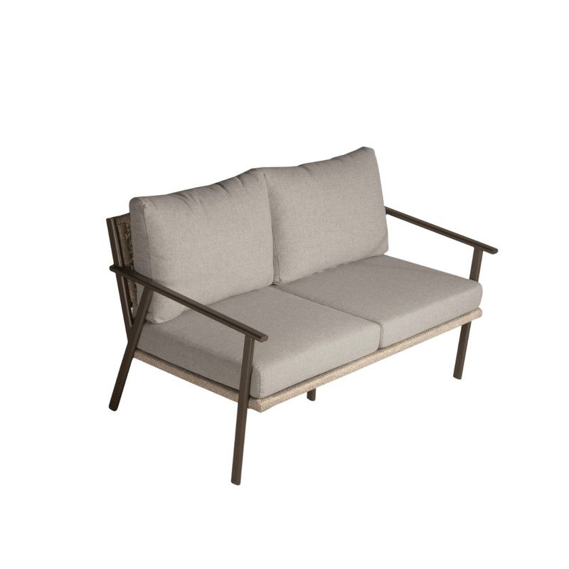 4 Seater Sofa Aluminum Frame covered in Rope Fiber with Rectangle Coffee Table