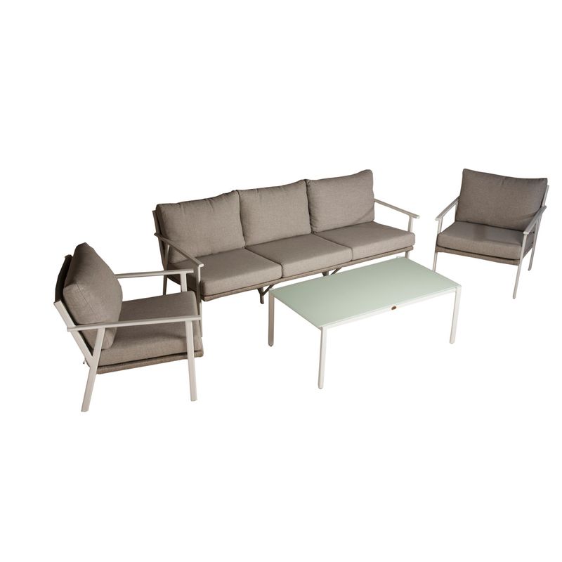 Seater Sofa Aluminum Frame covered in Rope Fiber with Rectangle Coffee Table