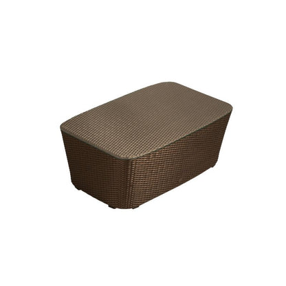 أريكة مكونة من 4 مقاعد بإطار من الألومنيوم ومغطاة بروطان صناعي مع طاولة قهوة