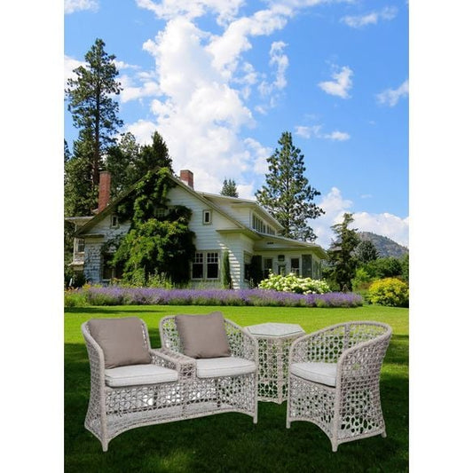 3 Seater Arm Chair Set Aluminum Frame covered in Synthetic Rope Fiber with Side Table