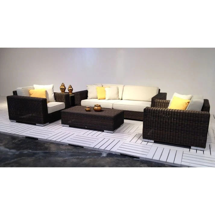 4 seater Sofa Set Aluminum Frame covered in Sythenic Rattan with Coffee and Corner Table