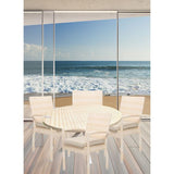 6 Seater Round Dining Table with 4 Dining Armchairs