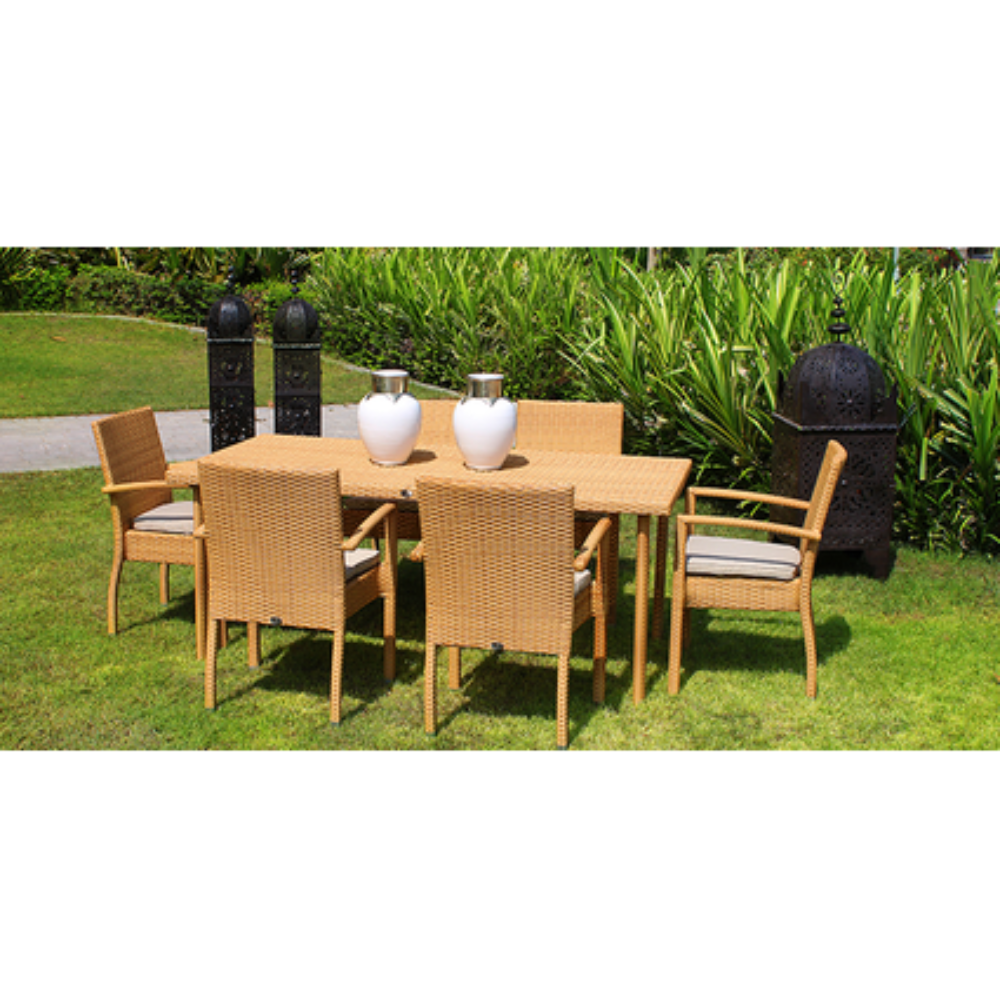 6 seater Rectangle Dining Table with 6 Dining Armchairs