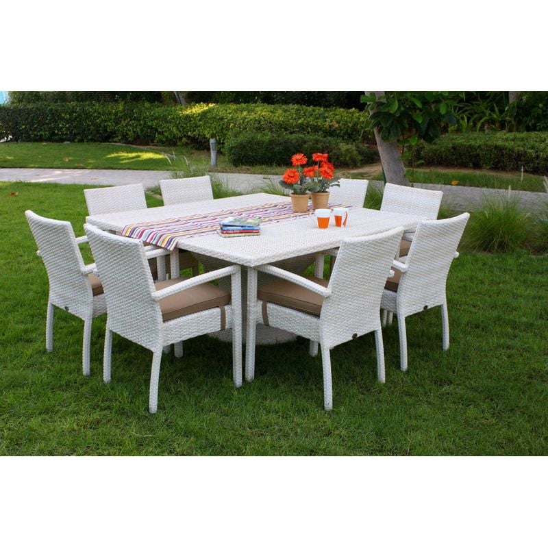 8 Seater Square Dining Table with 8 Dining Armchairs