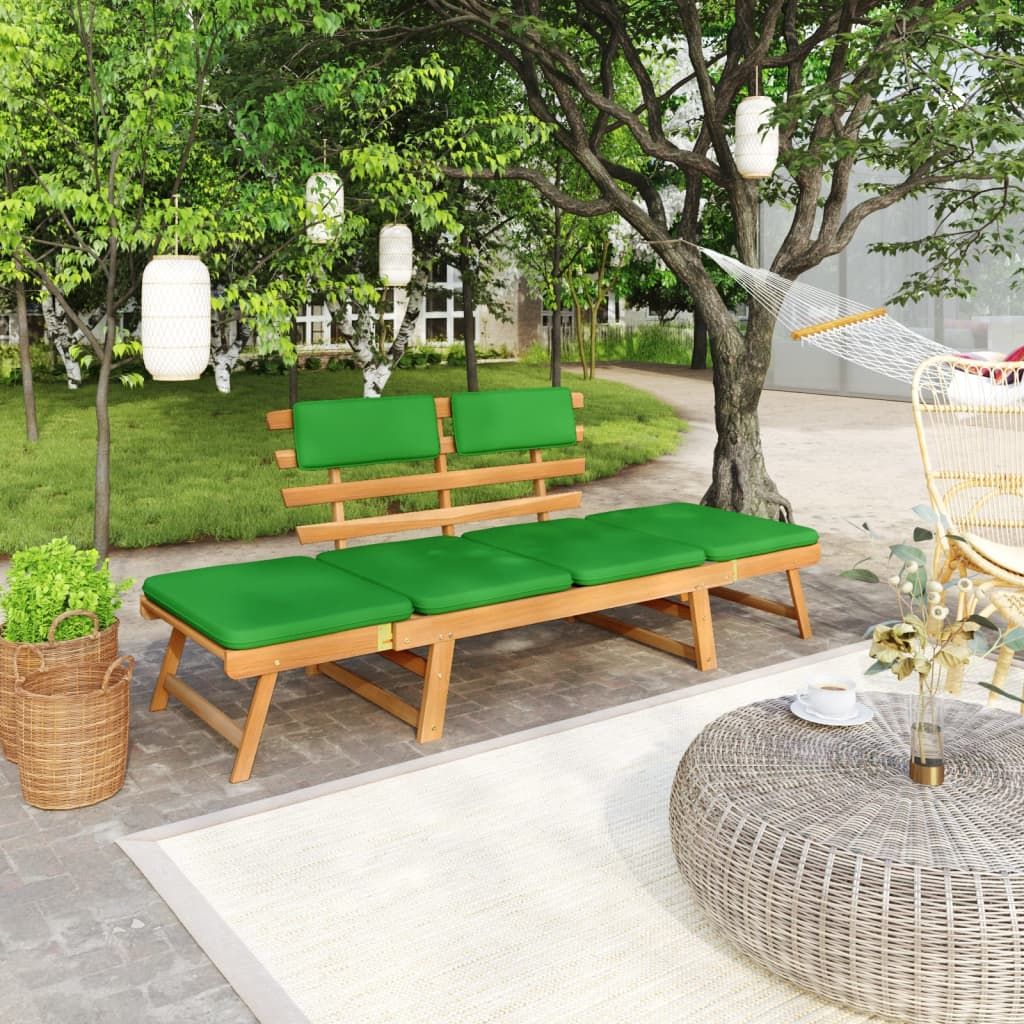 Garden Bench with Cushions 2-in-1