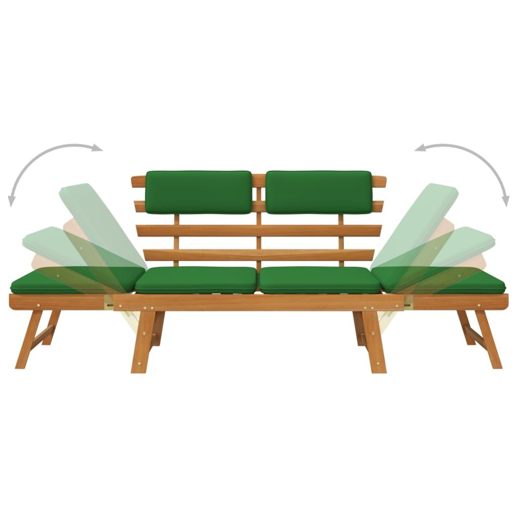 Garden Bench with Cushions 2-in-1