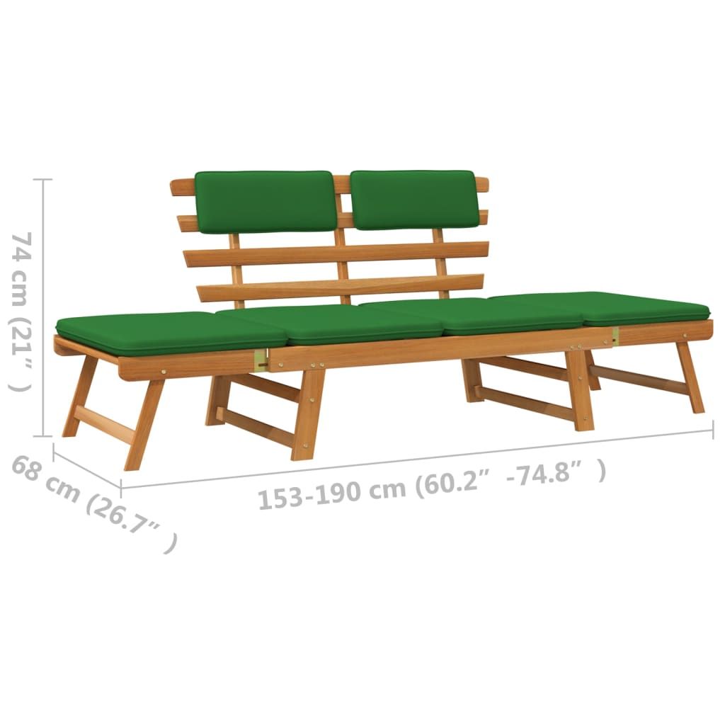 Garden Bench with Cushions 2-in-1