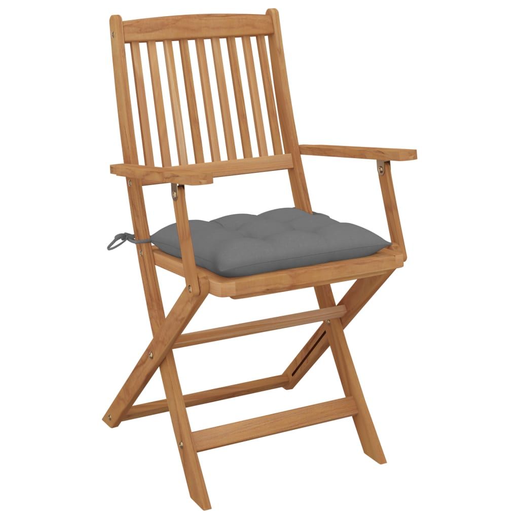 Folding Garden Chairs 2 pcs with Cushions Solid Acacia Wood