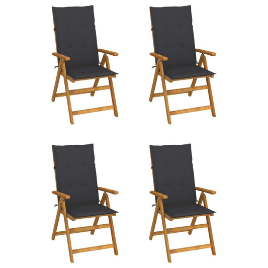 Garden Reclining Chairs 4 pcs with Cushions Solid Acacia Wood