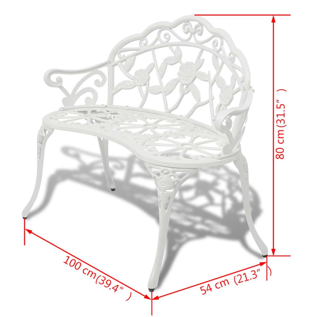 Garden Bench 100 cm Cast Aluminium White