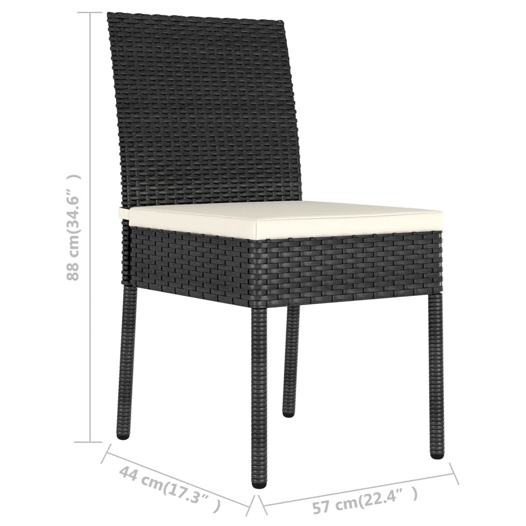 Garden Dining Chairs 2 pcs Poly Rattan Black