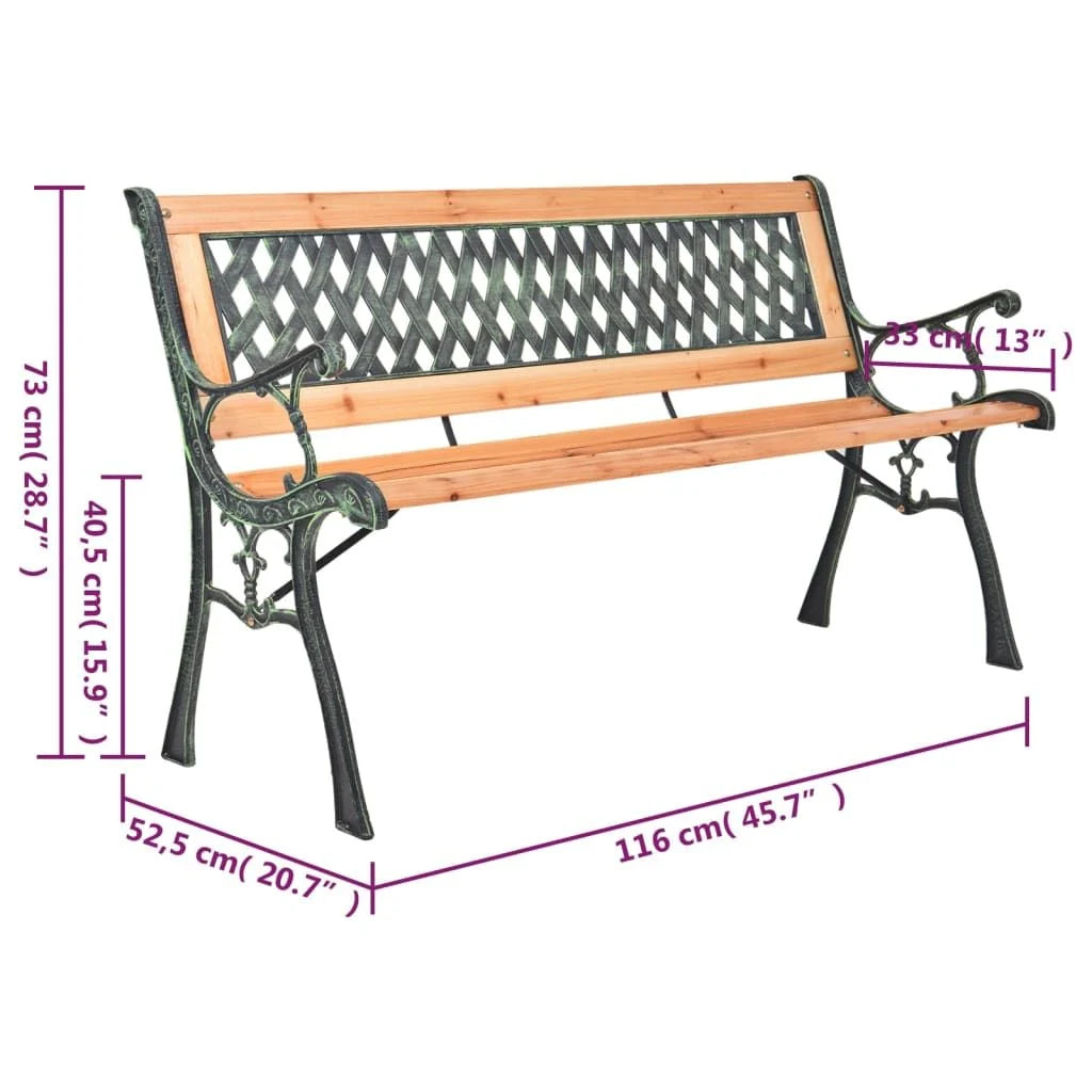 Garden Bench 116 cm Cast Iron and Solid Wood Fir