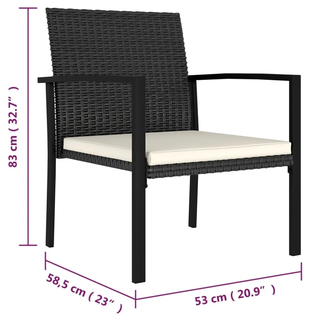 Garden Dining Chairs 2 pcs Poly Rattan Black