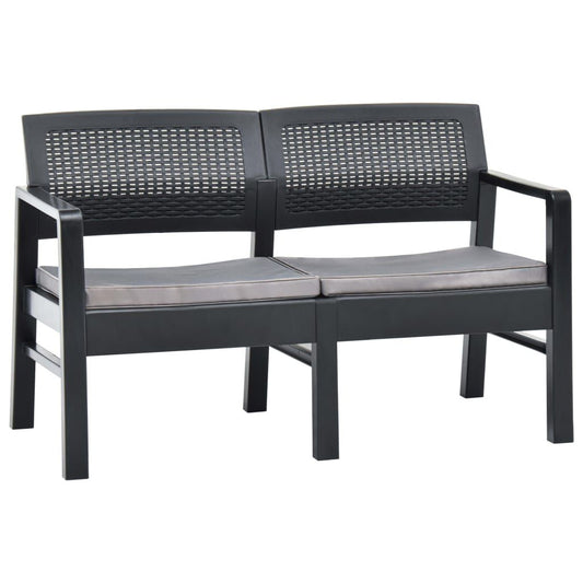 2-Seater Garden Bench with Cushions 120 cm Plastic Anthracite