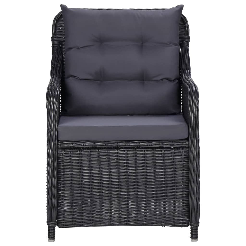 Garden Chairs 2 pcs with Cushions Poly Rattan Black