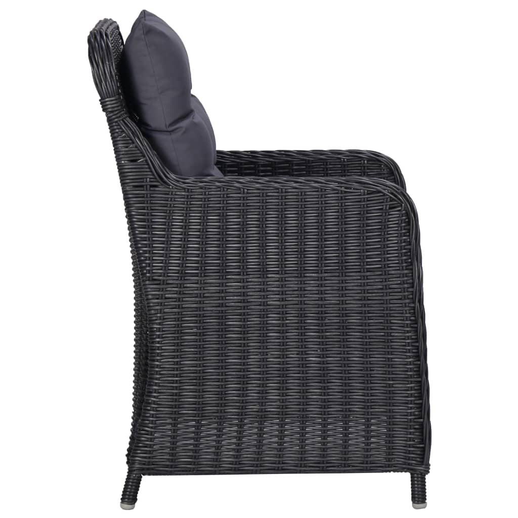 Garden Chairs 2 pcs with Cushions Poly Rattan Black