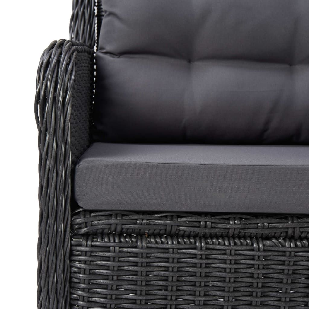 Garden Chairs 2 pcs with Cushions Poly Rattan Black