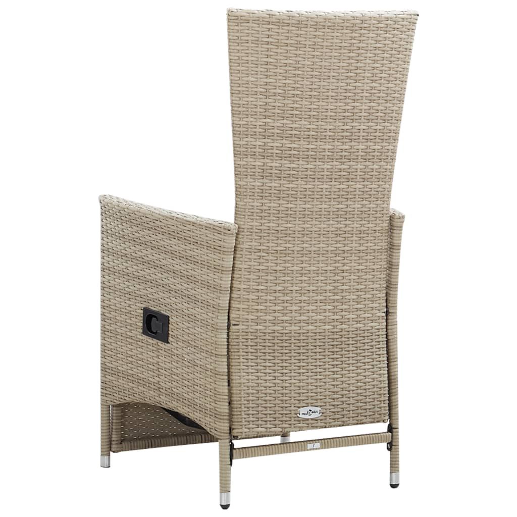 Reclining Garden Chairs 2 pcs with Cushions Poly Rattan Beige