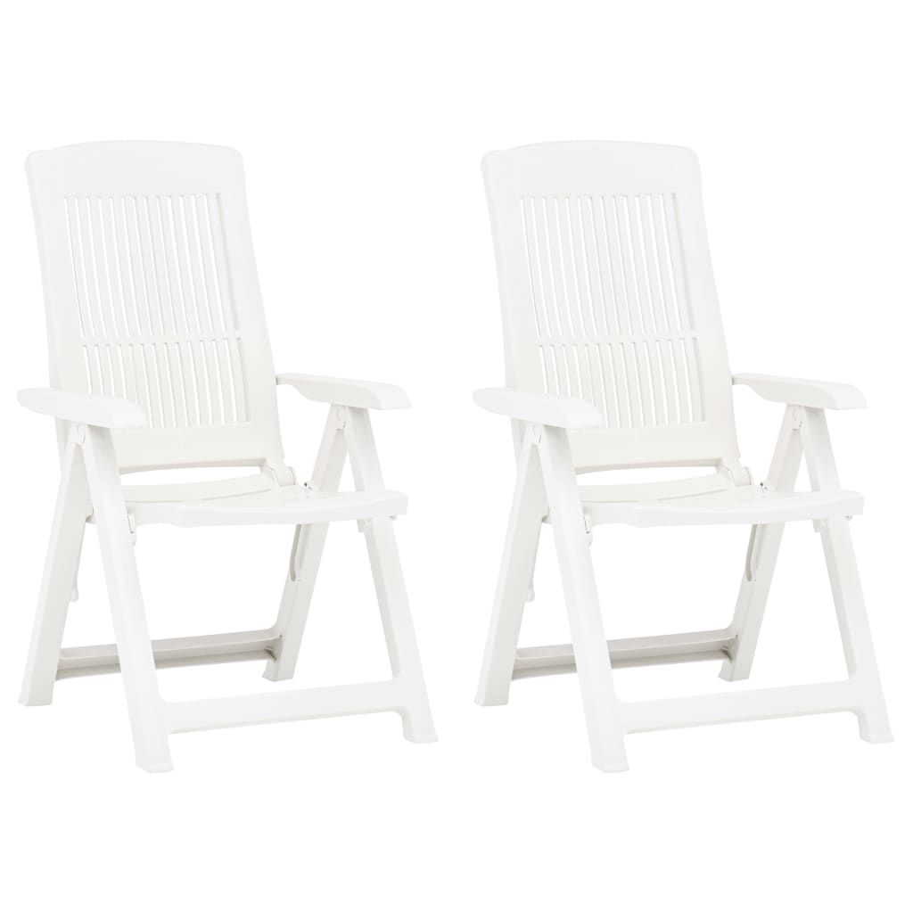 Garden Reclining Chairs 2 pcs Plastic White