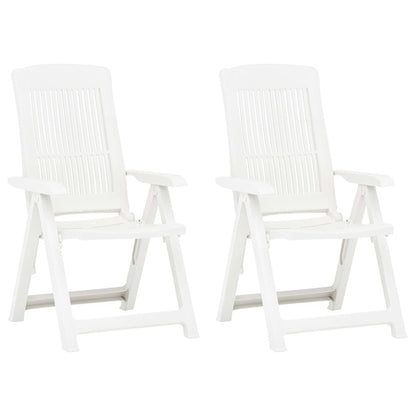 Garden Reclining Chairs 2 pcs Plastic White