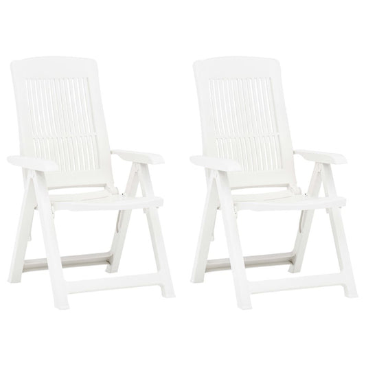 Garden Reclining Chairs 2 pcs Plastic White