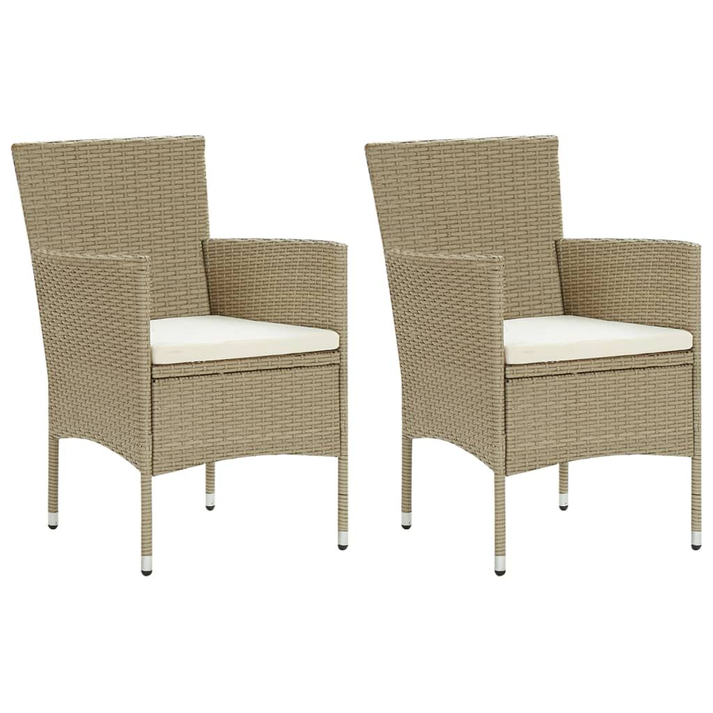 Garden Dining Chairs 2 pcs Poly Rattan Beige