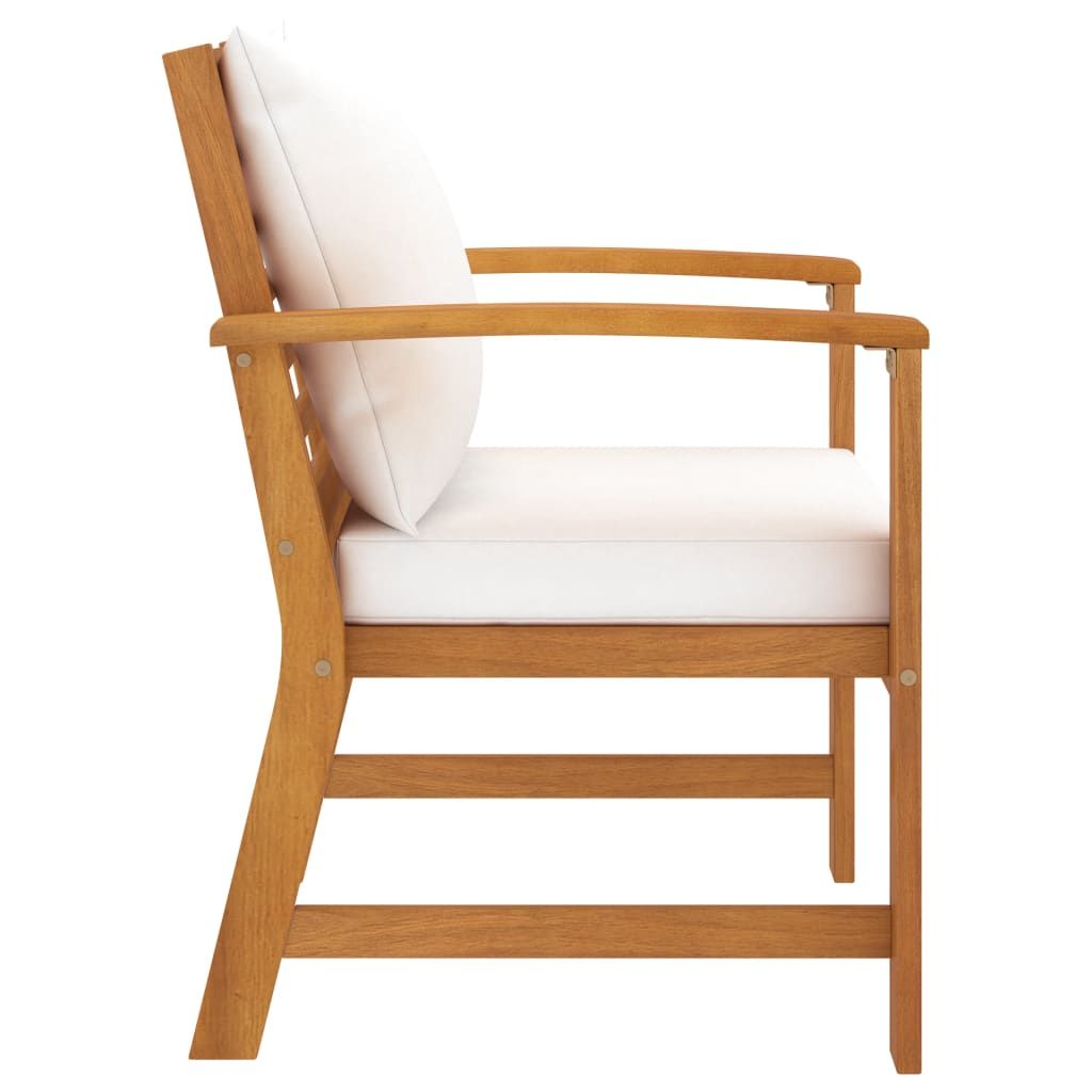 Garden Chairs 2 pcs with Cream Cushion Solid Acacia Wood