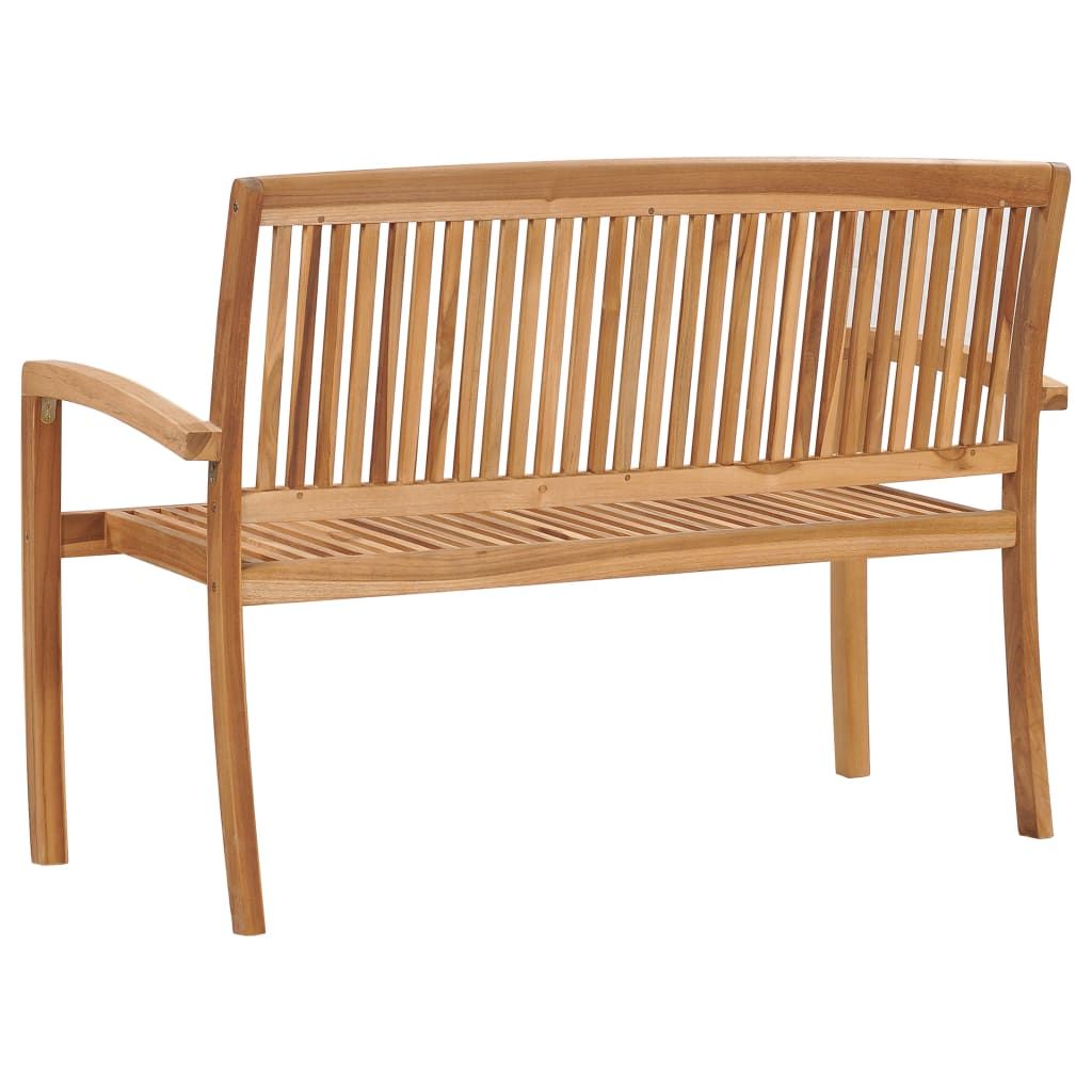 Stacking Garden Bench with Cushion 128.5 cm Solid Teak Wood