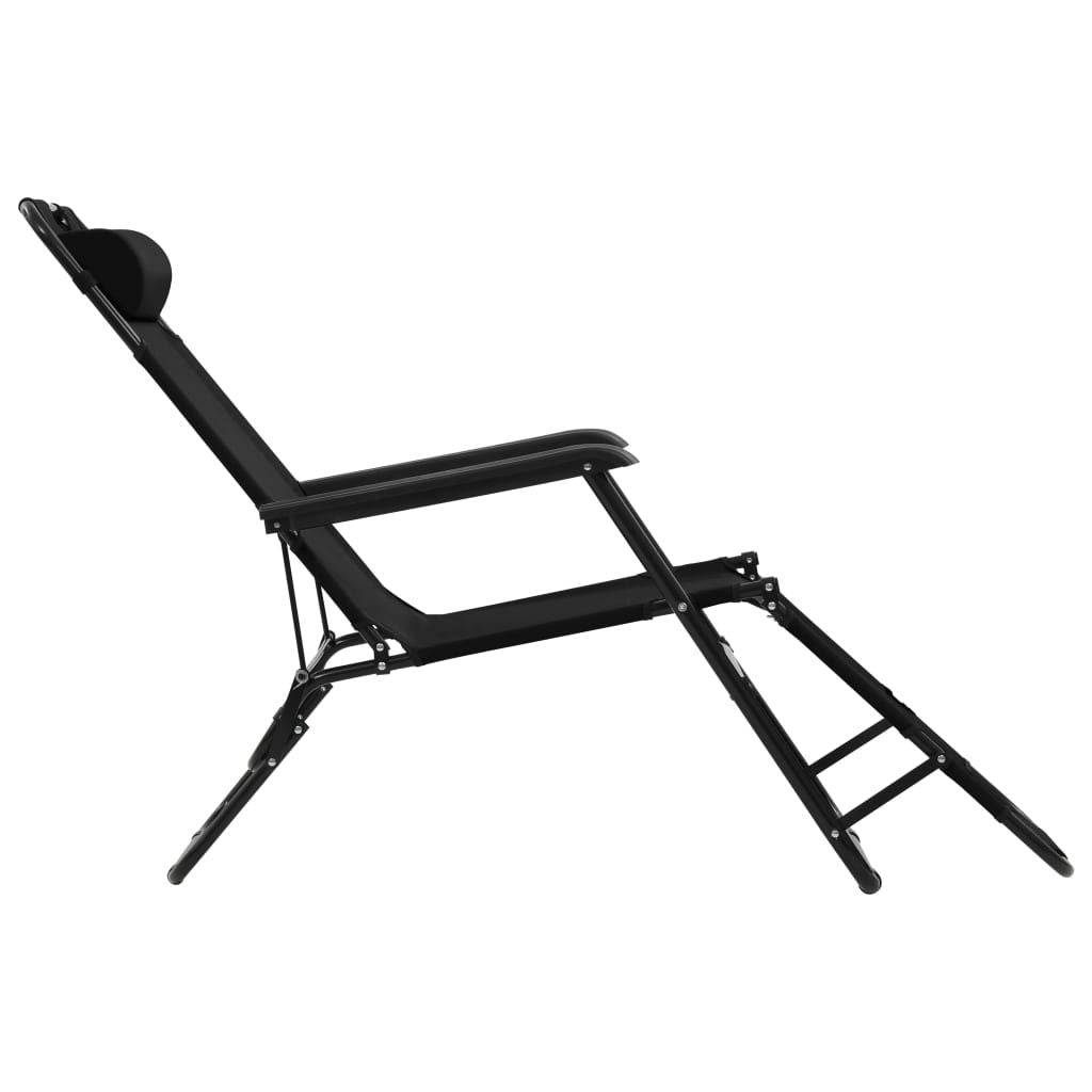 Folding Sun Loungers 2 pcs with Footrests Steel Black