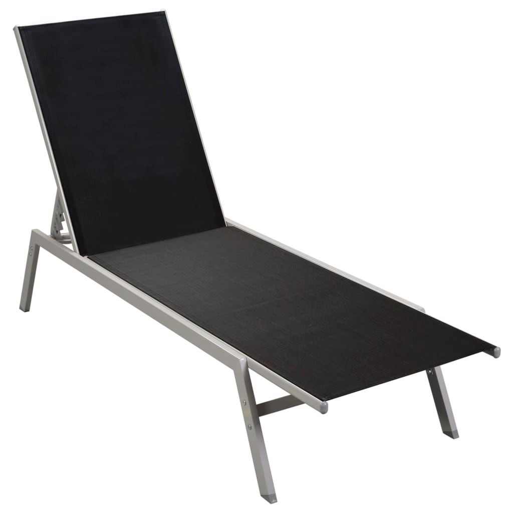 Sun Lounger Steel and Textilene Black