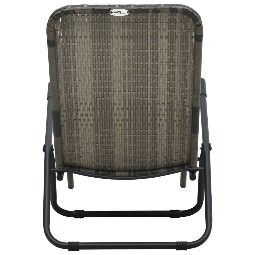 Folding Sun Lounger Poly Rattan Grey