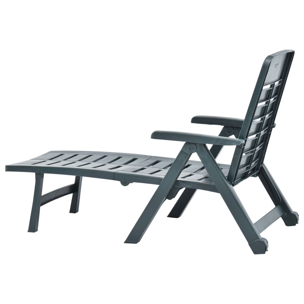 Folding Sun Lounger Plastic Green