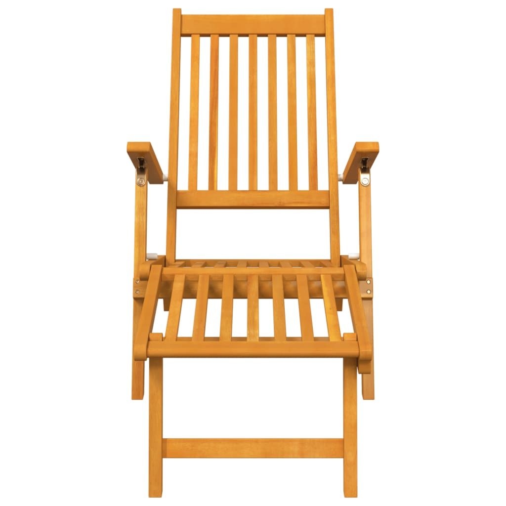 Outdoor Deck Chairs with Footrests and Table Solid Wood Acacia