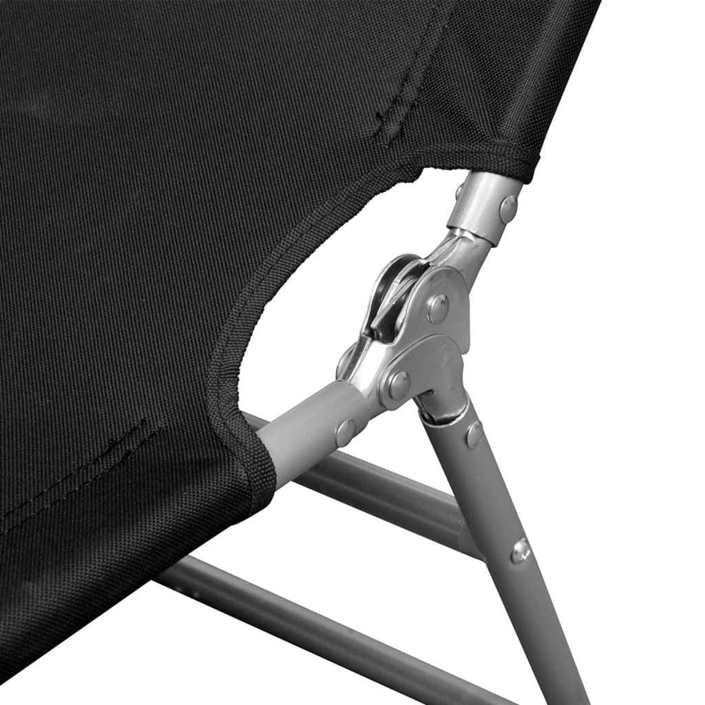 Folding Sun Lounger Powder-coated Steel Black