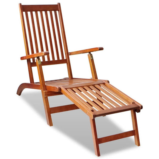 Outdoor Deck Chair with Footrest Solid Acacia Wood