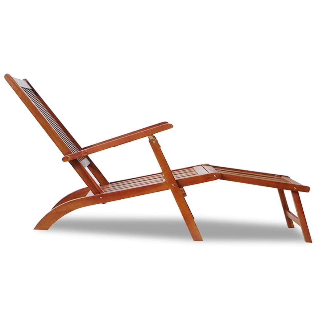 Outdoor Deck Chair with Footrest Solid Acacia Wood