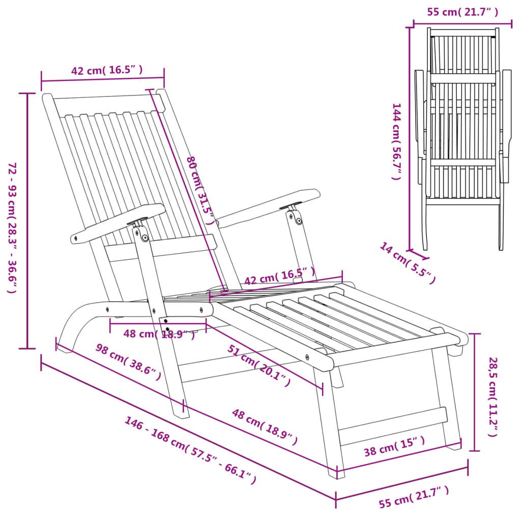 Outdoor Deck Chair with Footrest Solid Acacia Wood