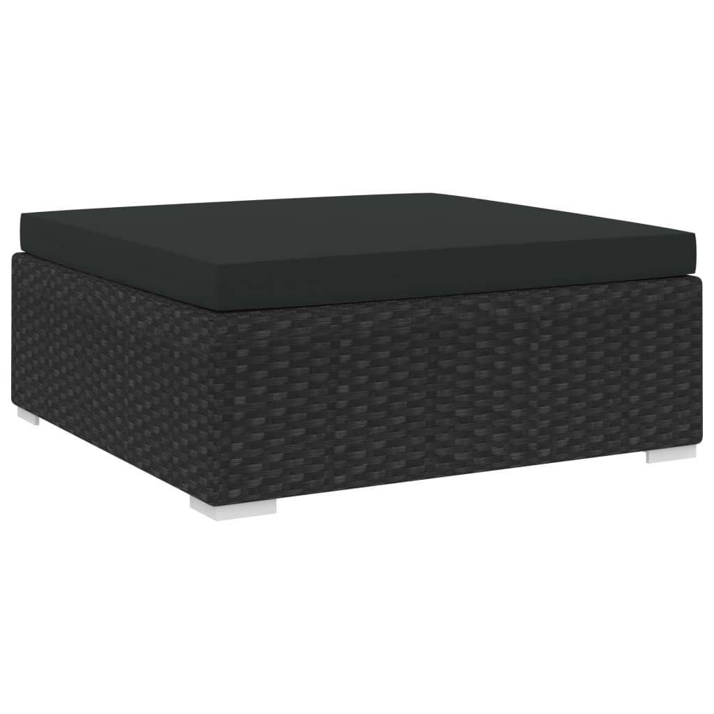 Sectional Footrest 1 pc with Cushion Poly Rattan Black