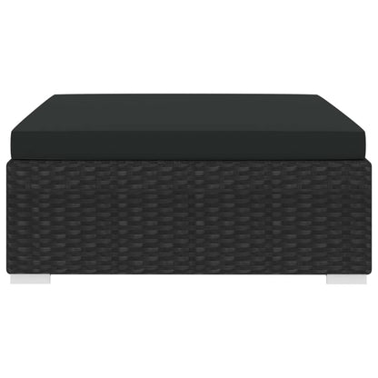 Sectional Footrest 1 pc with Cushion Poly Rattan Black
