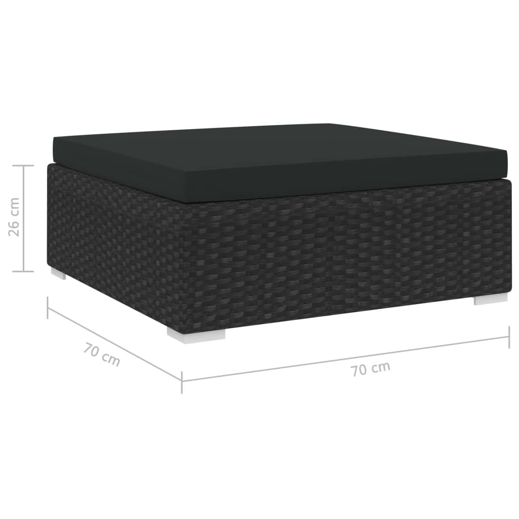 Sectional Footrest 1 pc with Cushion Poly Rattan Black