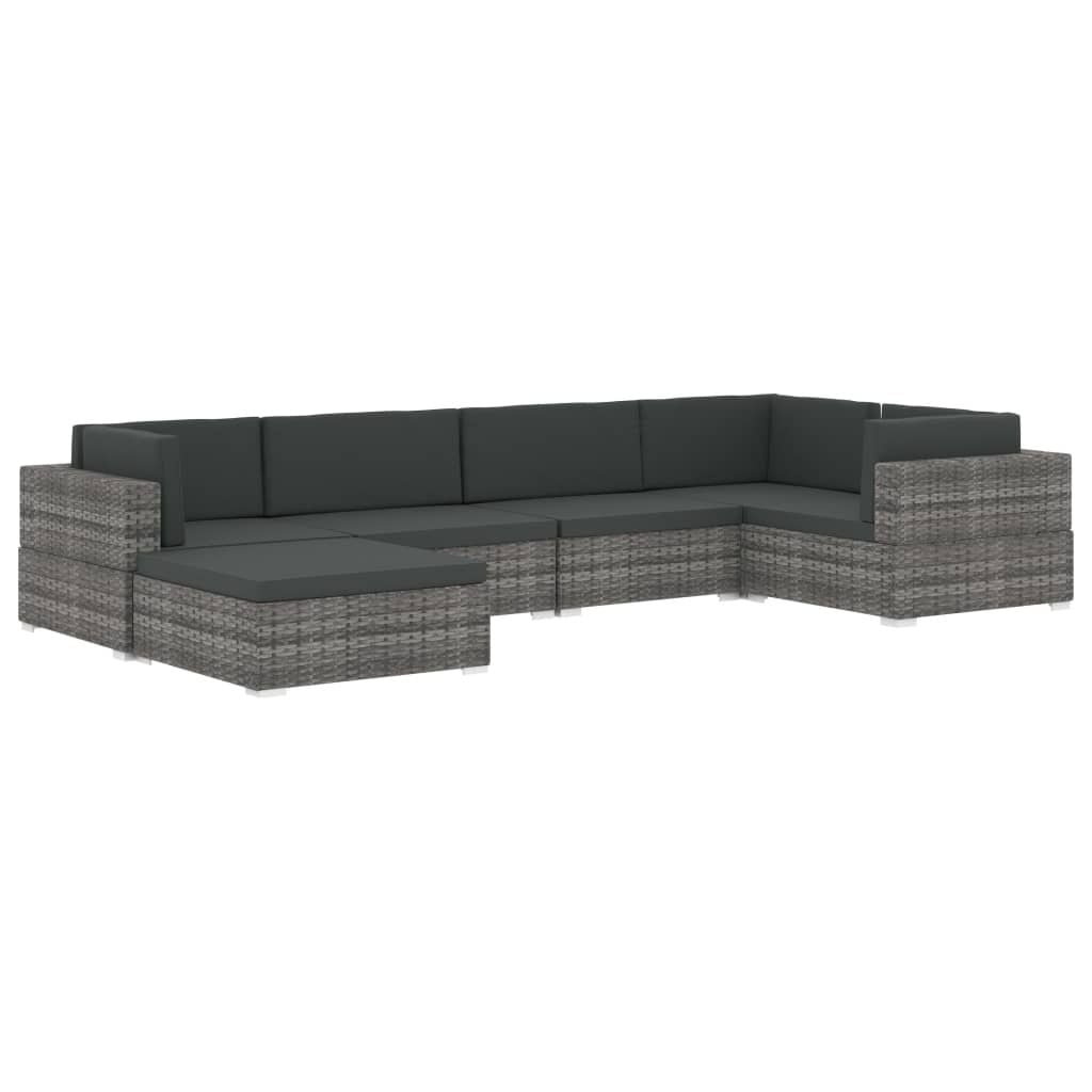 Sectional Footrest 1 pc with Cushion Poly Rattan Black