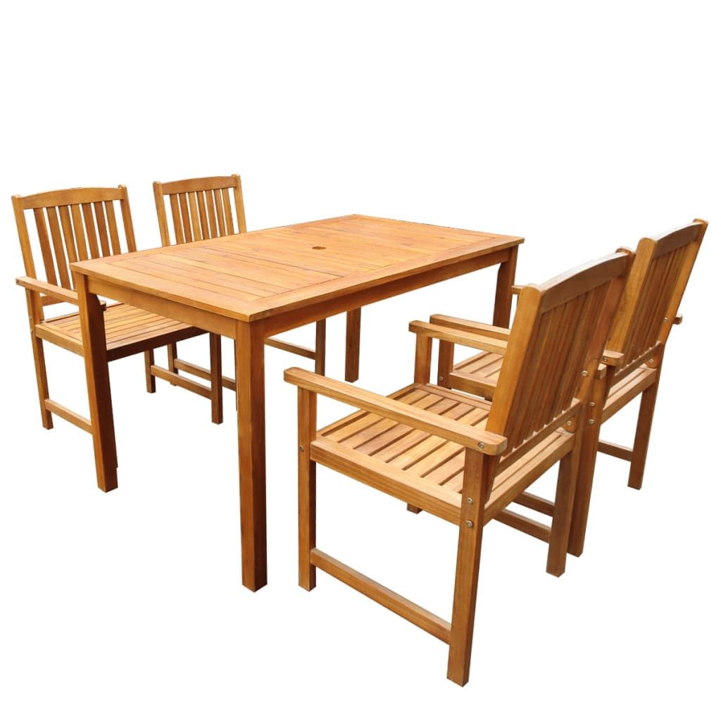 5 Piece Outdoor Dining Set Solid Acacia Wood