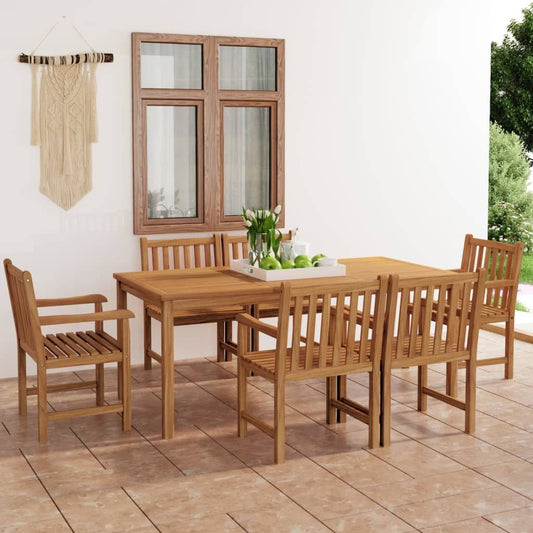 7 Piece Garden Dining Set Solid Teak Wood