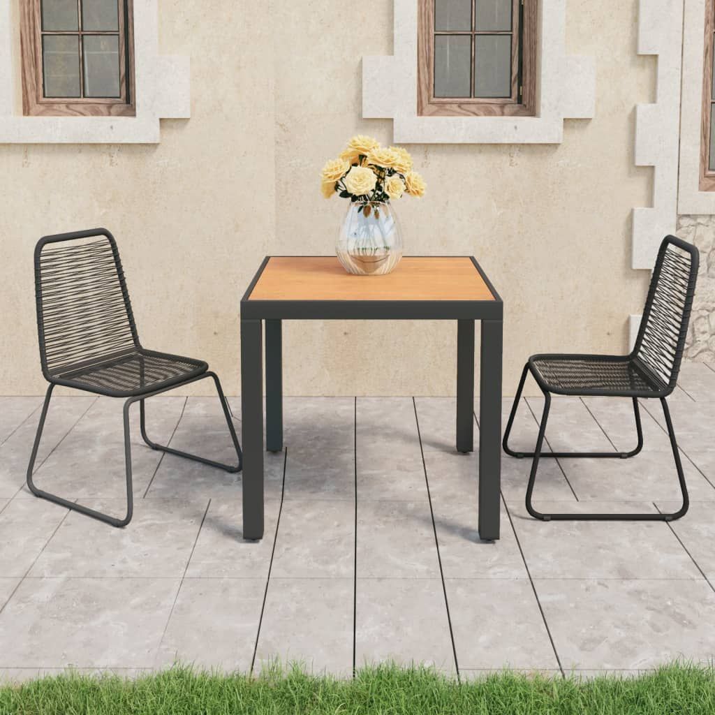 3 Piece Garden Dining Set PVC Rattan Black and Brown