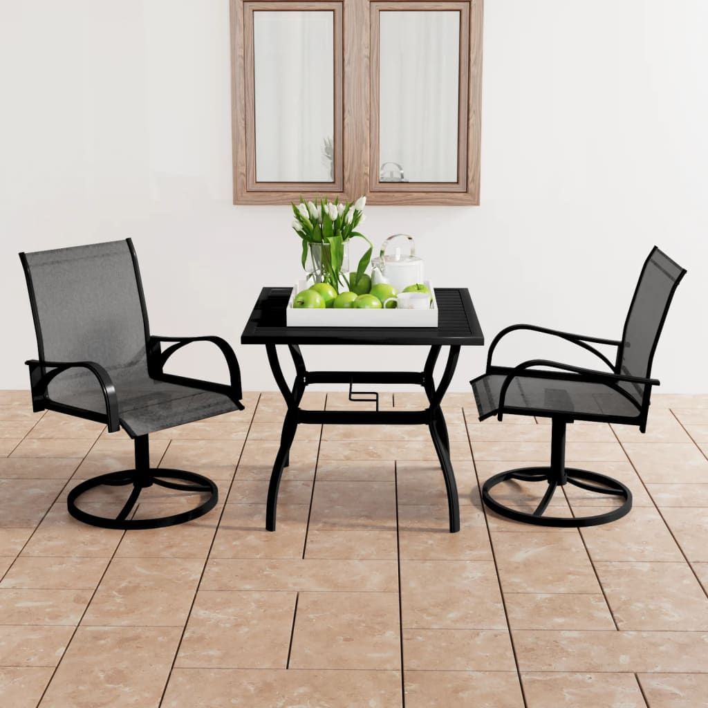 3 Piece Garden Dining Set Textilene and Steel