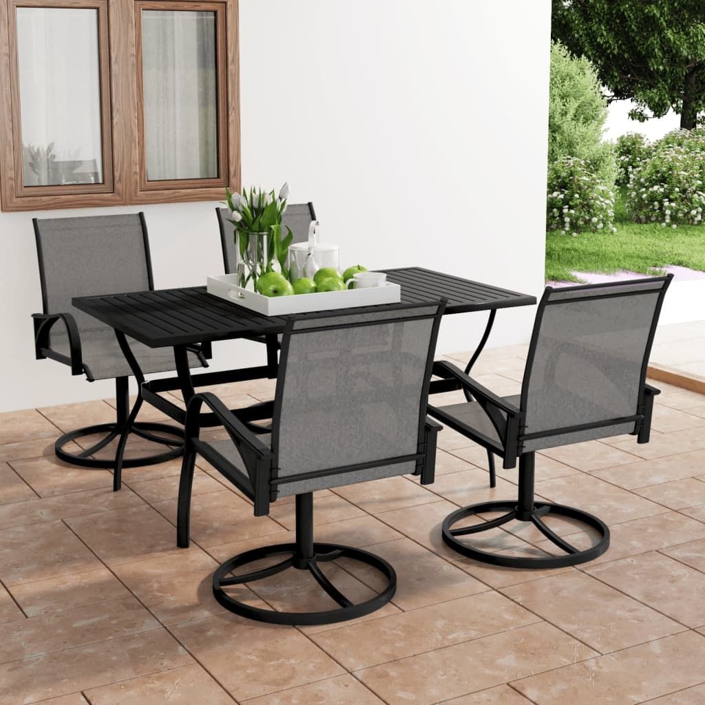 5 Piece Garden Dining Set Textilene and Steel