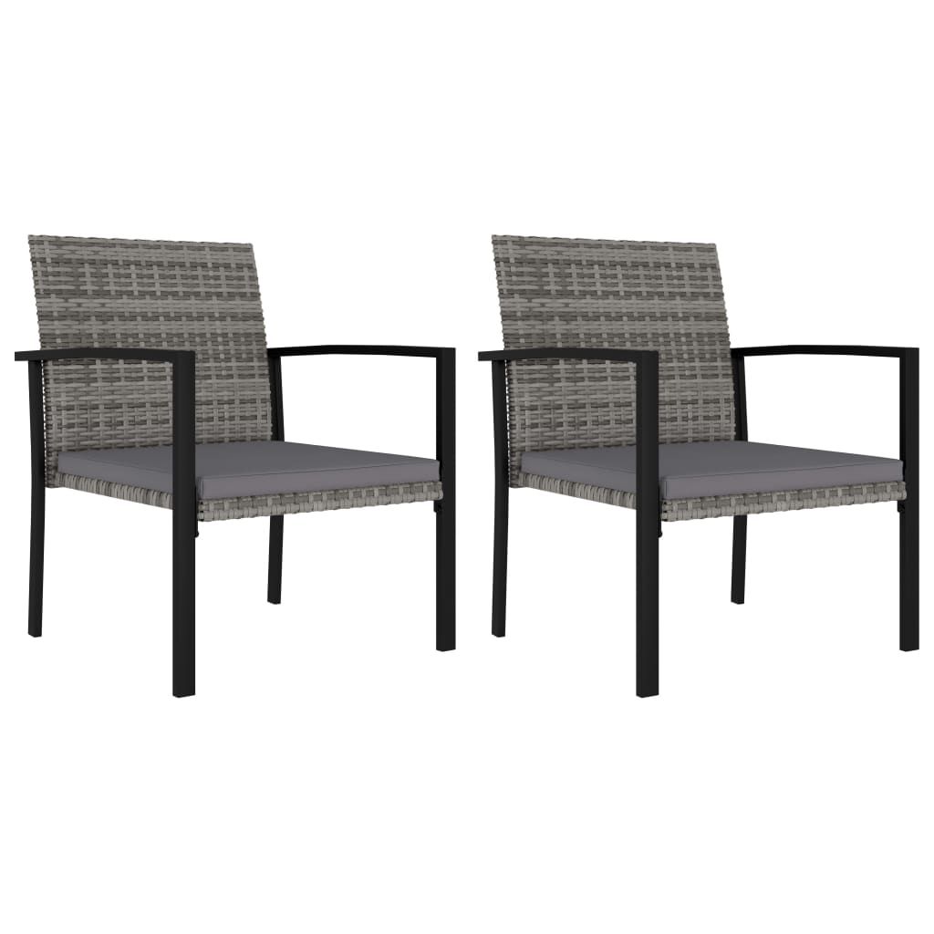 3 Piece Garden Dining Set Poly Rattan Grey