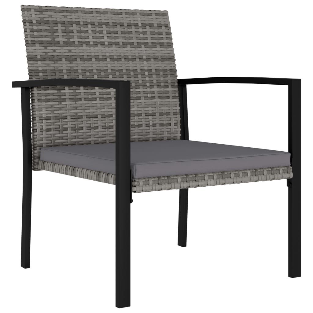 3 Piece Garden Dining Set Poly Rattan Grey