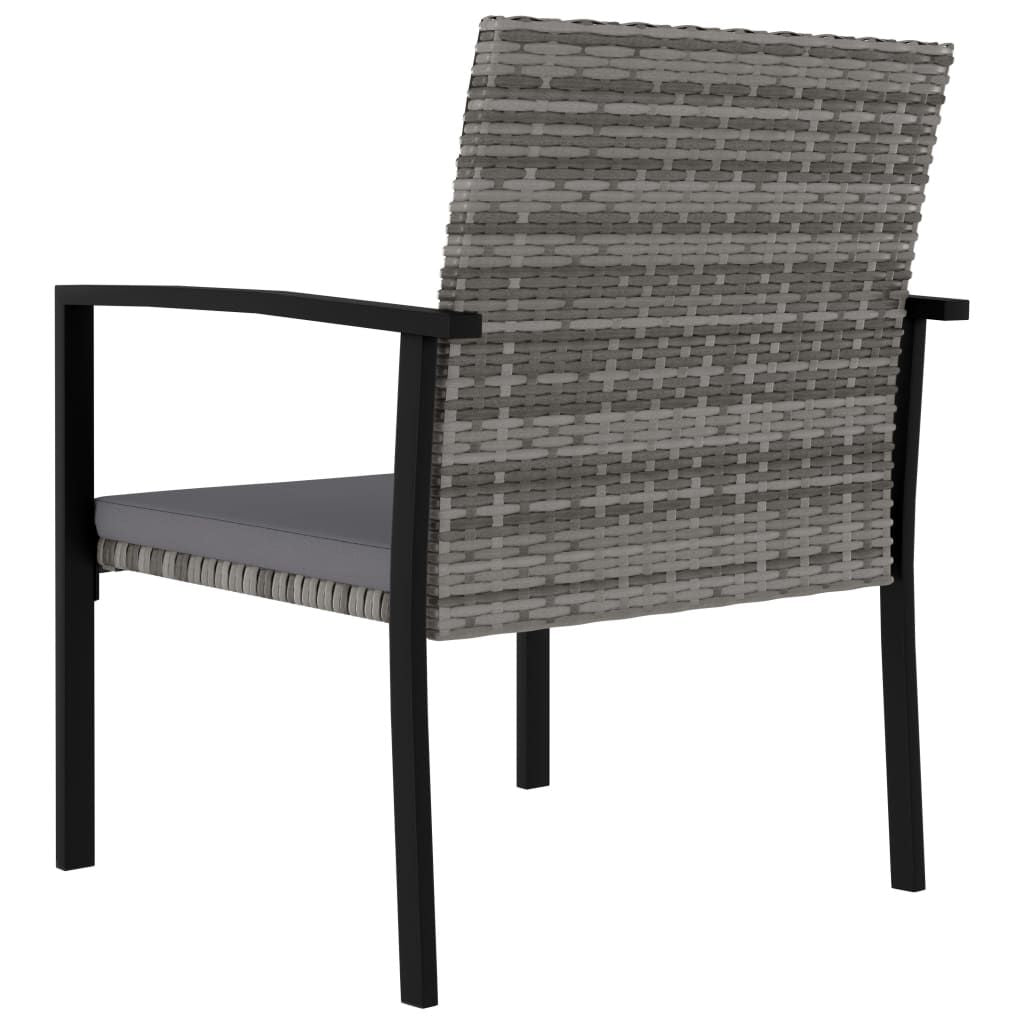 3 Piece Garden Dining Set Poly Rattan Grey