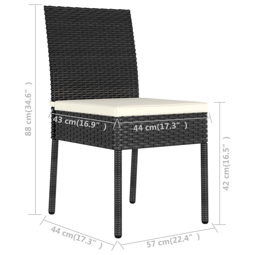 7 Piece Garden Dining Set Poly Rattan Black